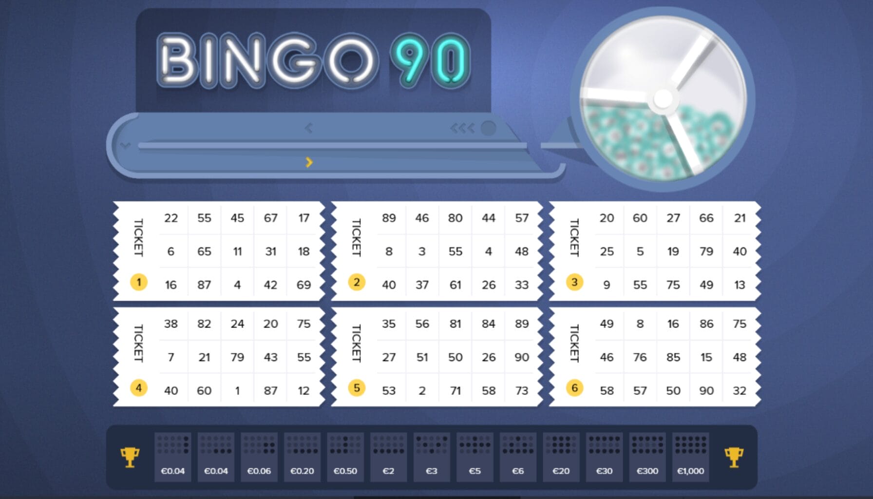 Bingo 90 G.Games Bingo 90 aloitusruutu
