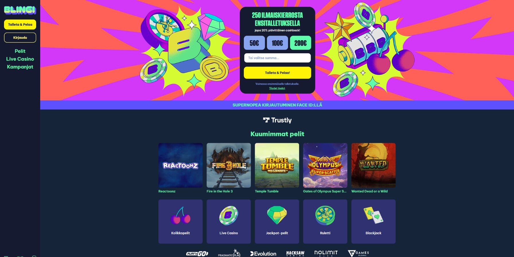 Blingi Casinon ulkoasu Blingi Casinon ulkoasu