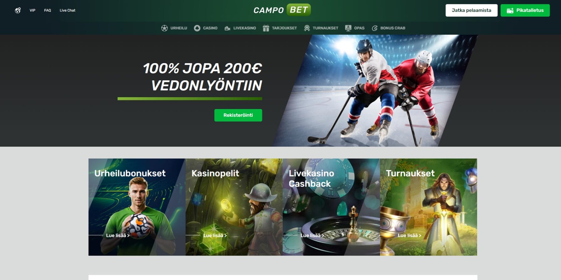CampoBet Casinon ulkoasu