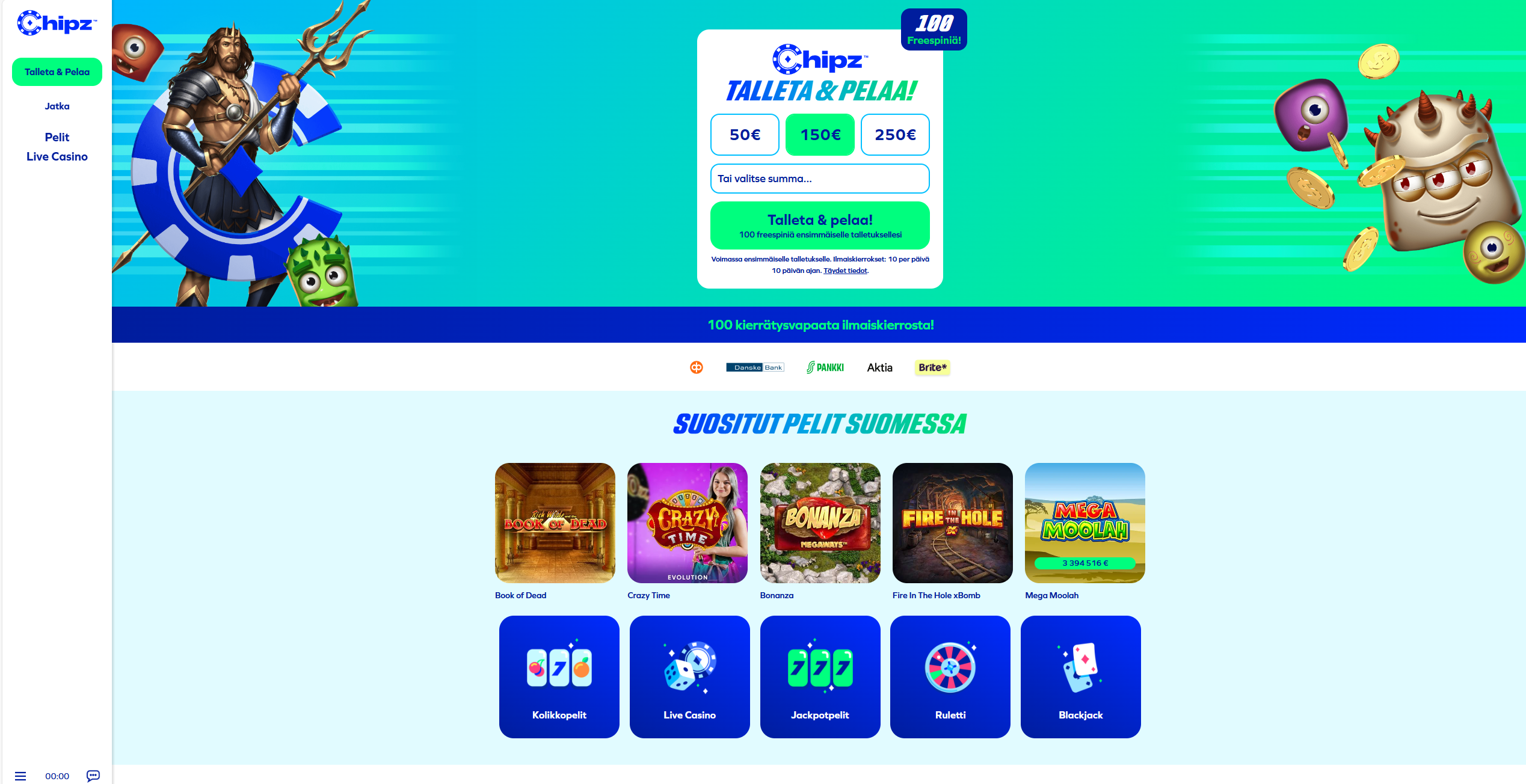 Chipz Casinon ulkoasu