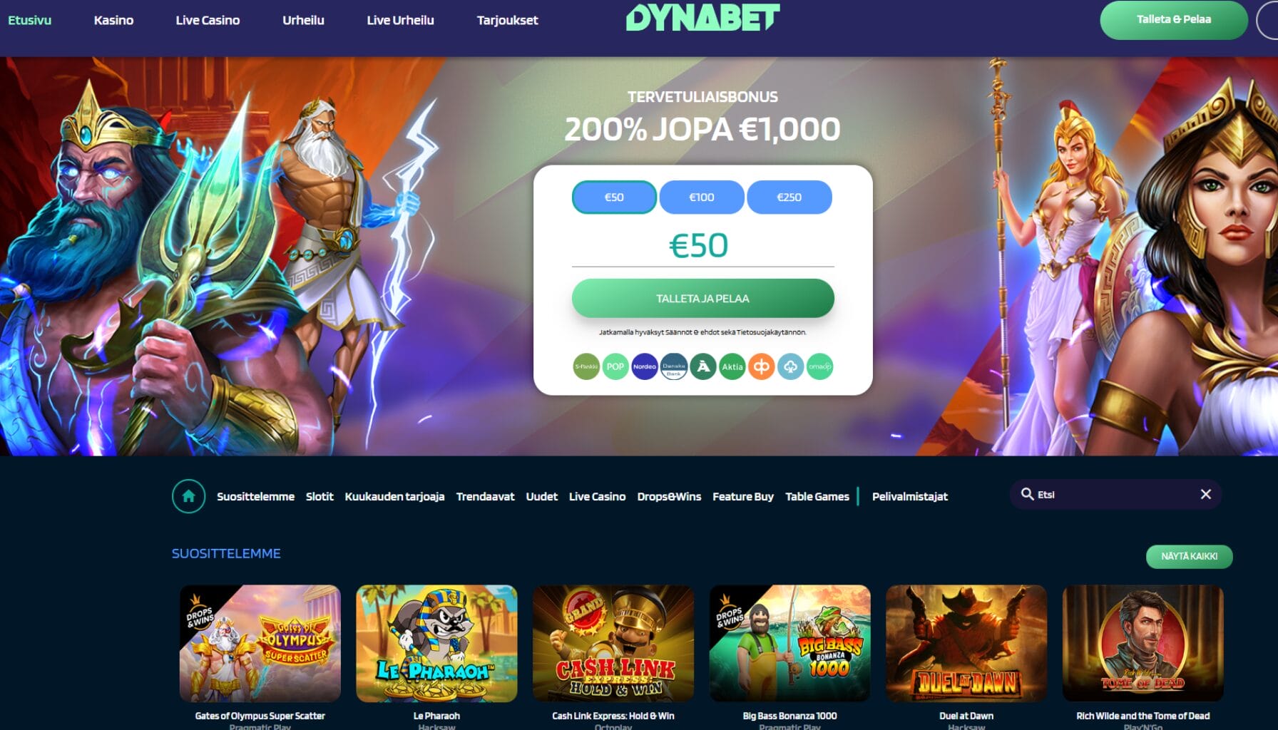 Dynabet Casinon ulkoasu Dynabet Casinon ulkoasu
