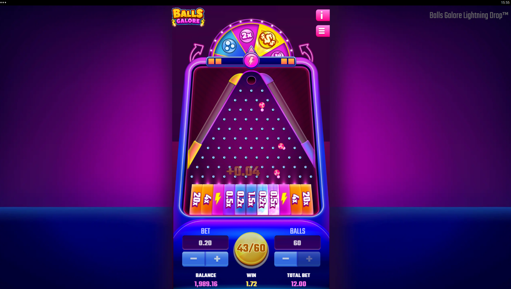Games Global Balls Galore Lightning Drop Plinko ulkoasu