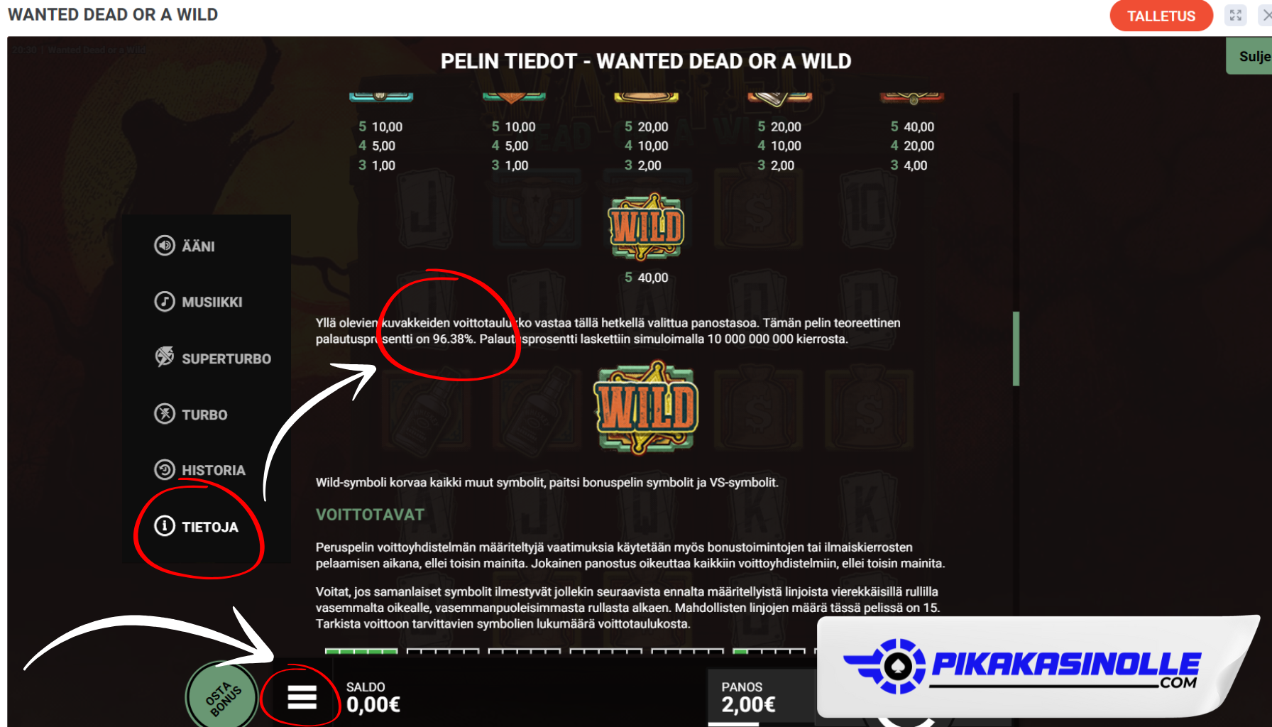 Hacksaw Gaming pelien palautusprosentin tarkistaminen