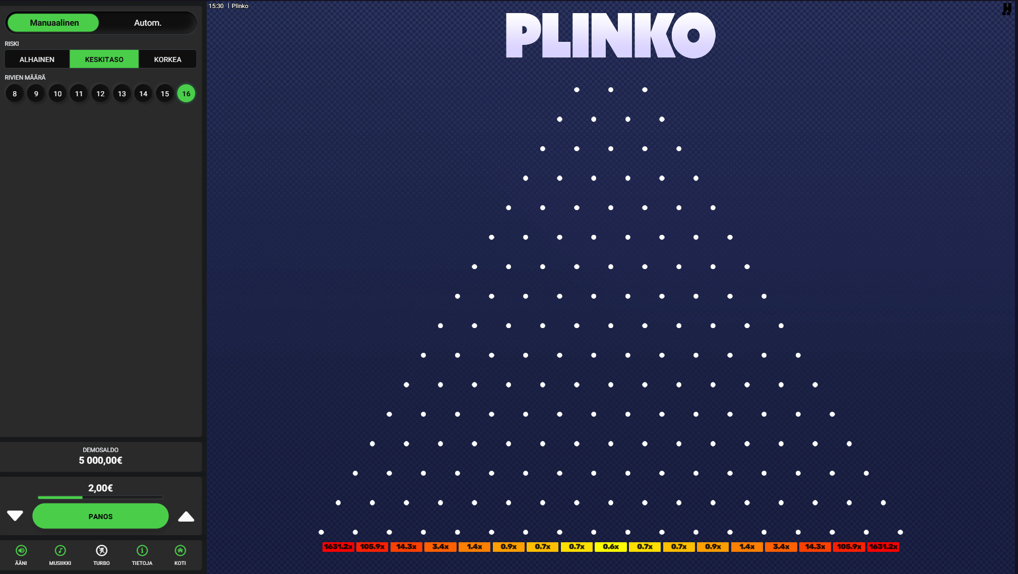 Hacksaw Gaming Plinko ulkoasu