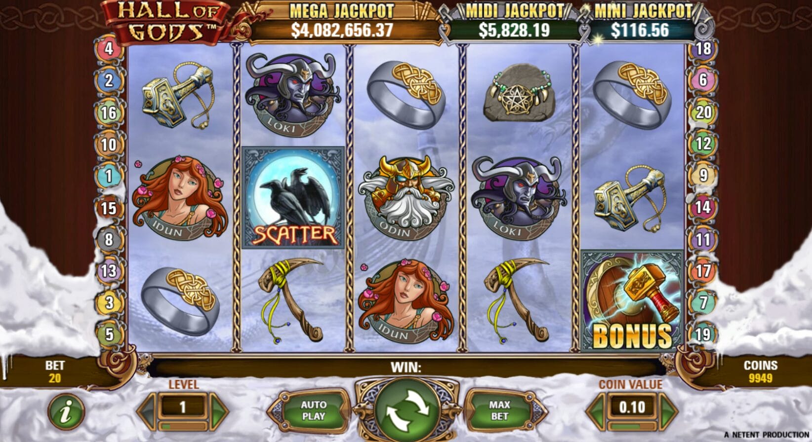 Hall of Gods: NetEnt jackpotpeli