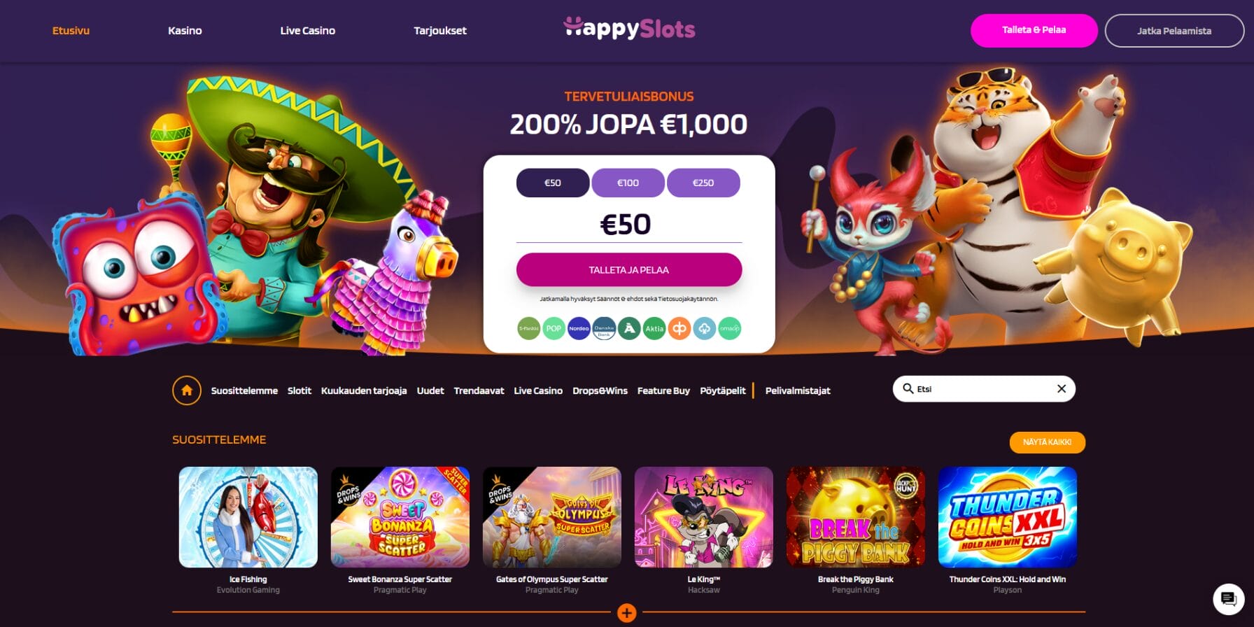 HappySlots Casinon ulkoasu HappySlots Casinon ulkoasu