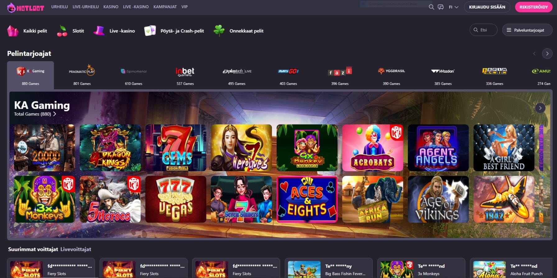 HotLoot Casinon ulkoasu HotLoot Casinon ulkoasu