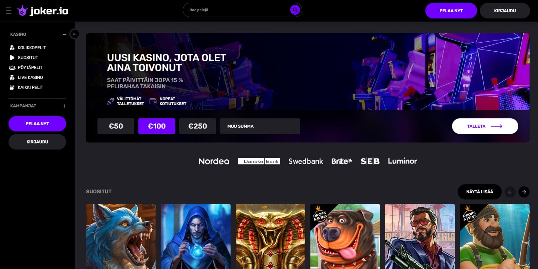 Joker.io Casinon ulkoasu Joker.io Casinon ulkoasu