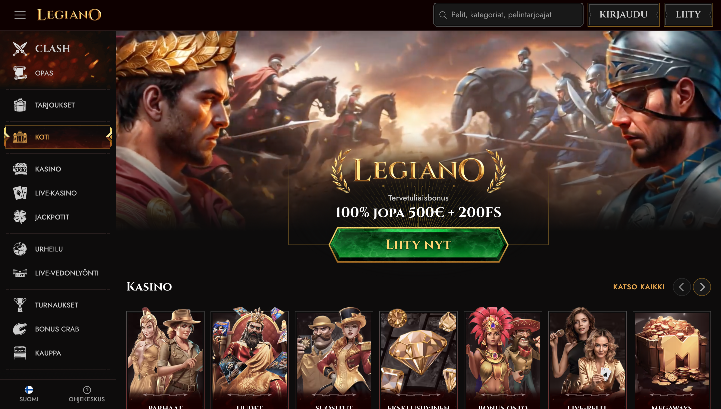 Legiano Casinon ulkoasu