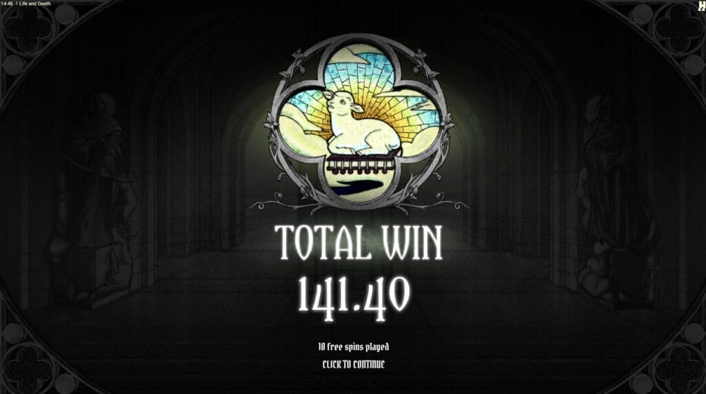 Voiton lopputulos Hacksaw Gaming Life and Death kolikkopelin Devastation-bonuspelist&auml;