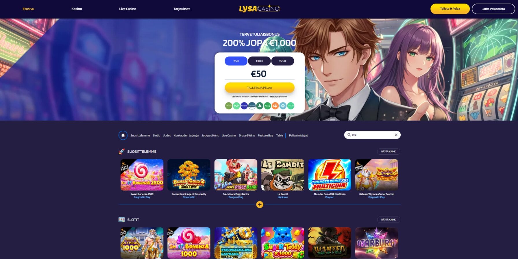 Lysa Casinon ulkoasu