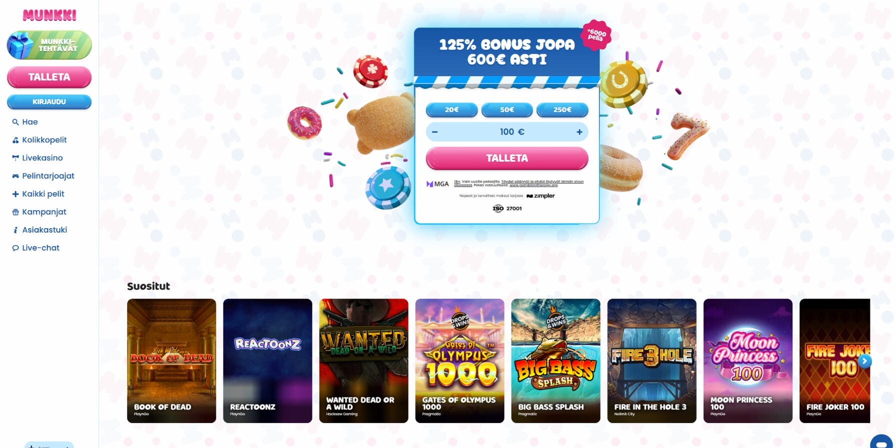 Munkki Casinon ulkoasu