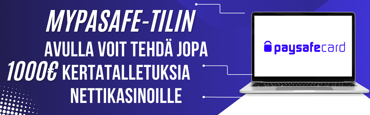 myPasafe-tilin avulla voit tehd&auml; jopa 1000&euro; kertatalletuksia nettikasinoille