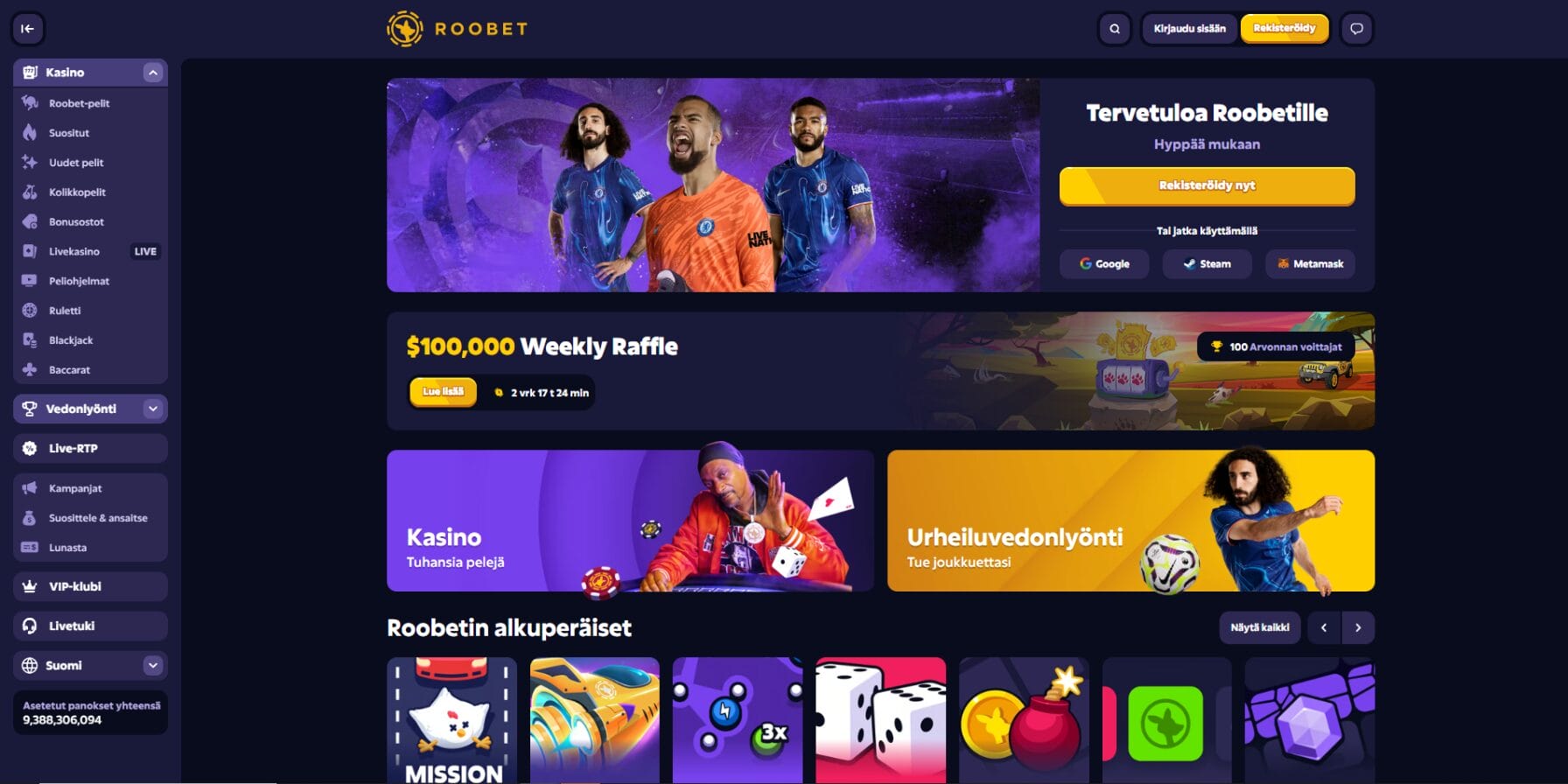 Roobet Casinon ulkoasu Roobet Casinon ulkoasu