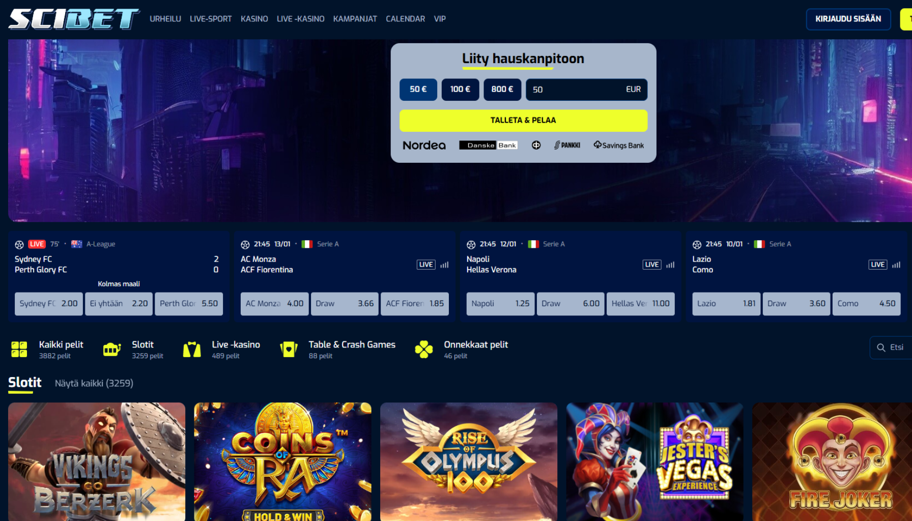 Scibet Casinon ulkoasu Scibet Casinon ulkoasu
