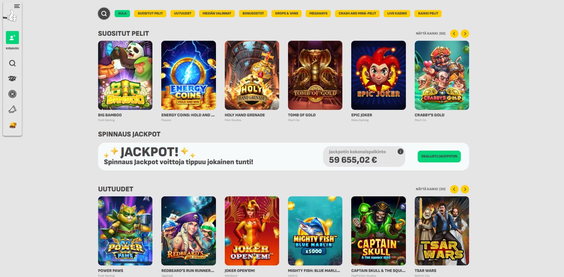 Spinnaus Casinon ulkoasu Spinnaus Casinon ulkoasu