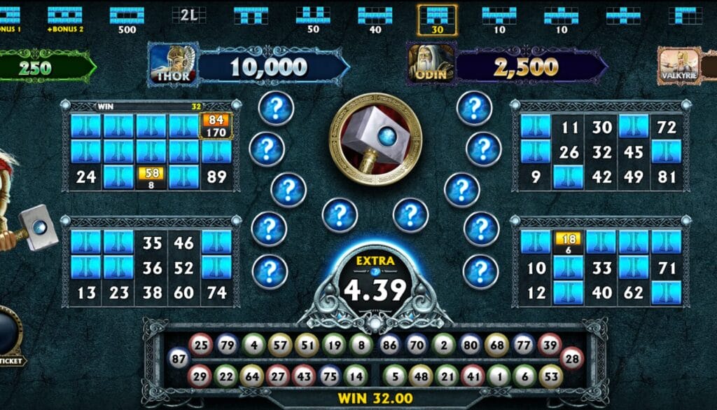 Thunderstruck 2 video bingo Thunderstruck 2 video bingon aloitusruutu